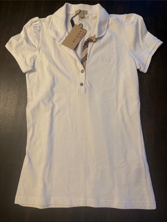 Burberry Tops - Burberry White Polo with Check Placket
